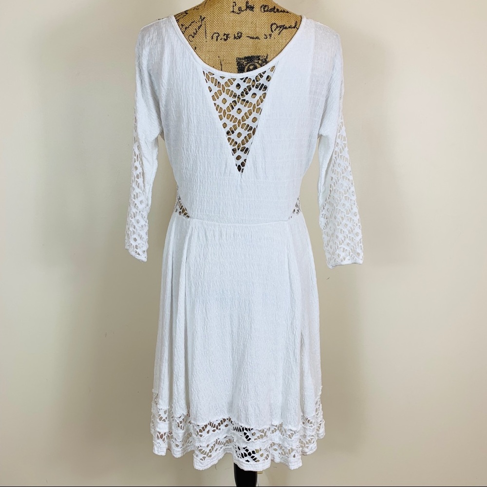 Free People | White Lace Boho Dress Size Medium - Picture 4 of 8